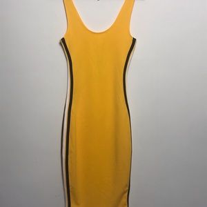 Yellow sporty casual body con dress